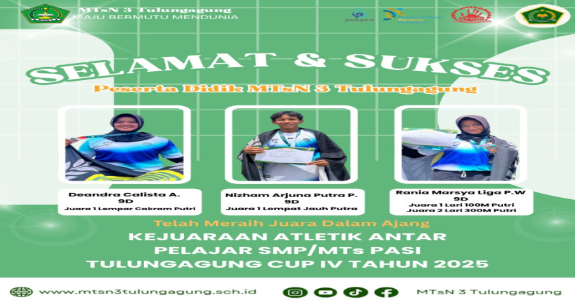 MTsN 3 Tulungagung Meraih Juara Umum II di Atletik PASI Cup IV