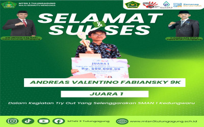 Andreas Valentino Fabiansky Raih Juara 1 Try Out di SMAN 1 Kedungwaru